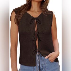 Black Knit Tie-Front Vest~stock pic for reference